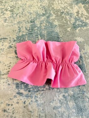Zara Pink Strapless Bandeau Top with Ruffle Trim